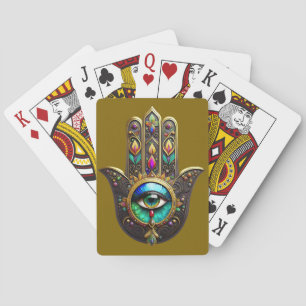 Baralho Hamsa Dourado Marrom Colorido Olho Terceiro Arco-í