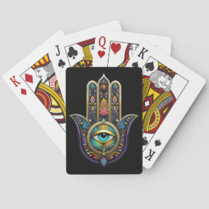 Baralho Hamsa Preto Colorido com Terceiro Olho Turquesa
