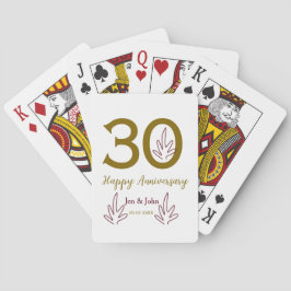 Baralho Happy 30th anniversary name date golden red leaf