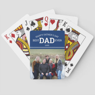 Baralho Happy Father's Day Best Dad Ever Family Photo Blue