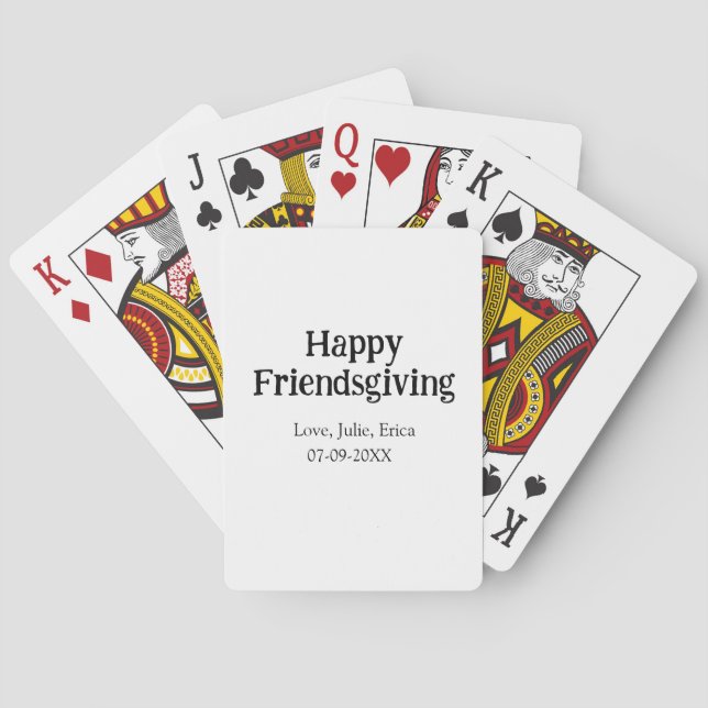 Baralho Happy friendsgiving add name with love date simple (Verso)