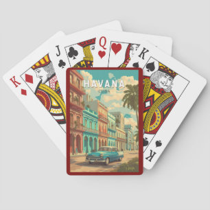 Baralho Havana Cuba Illustração Viagem Art Vintage
