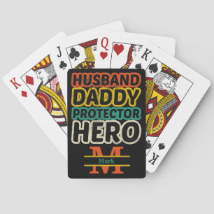 Baralho Herói pai personalizado do Monograma e do marido