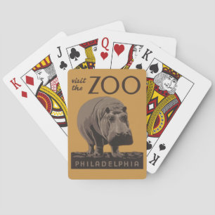 Baralho Hippopotamus vintage hippo zoo poster wpa