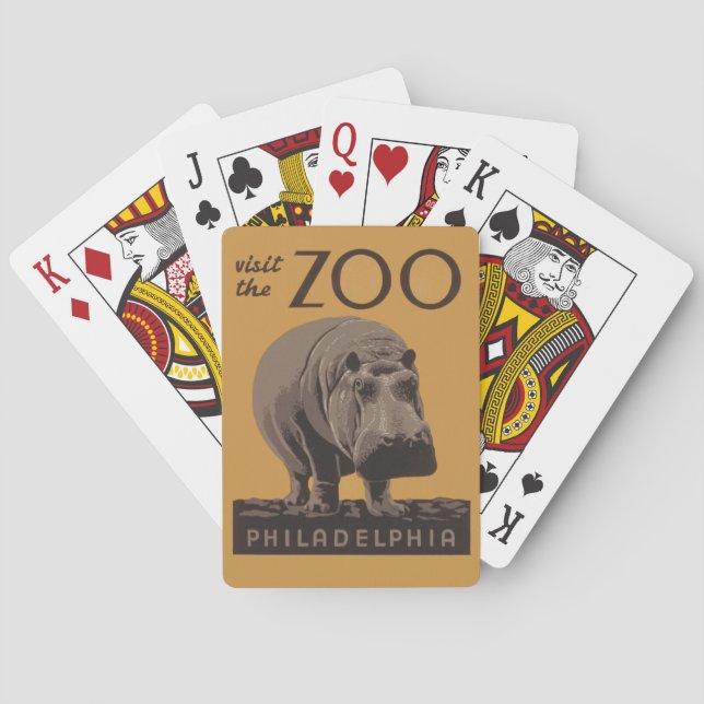 Baralho Hippopotamus vintage hippo zoo poster wpa (Verso)