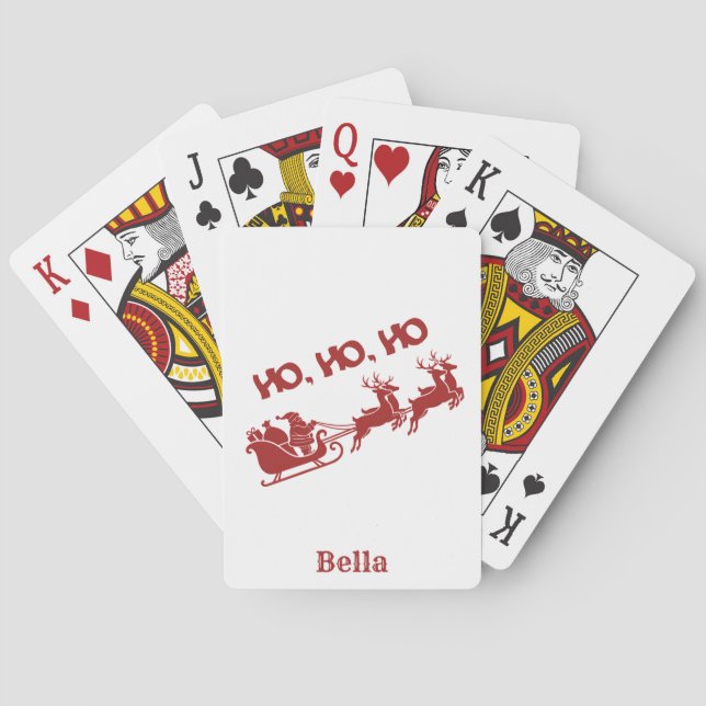 Baralho HO HO HO Christmas Santa Sleigh With Reindeer  (Verso)