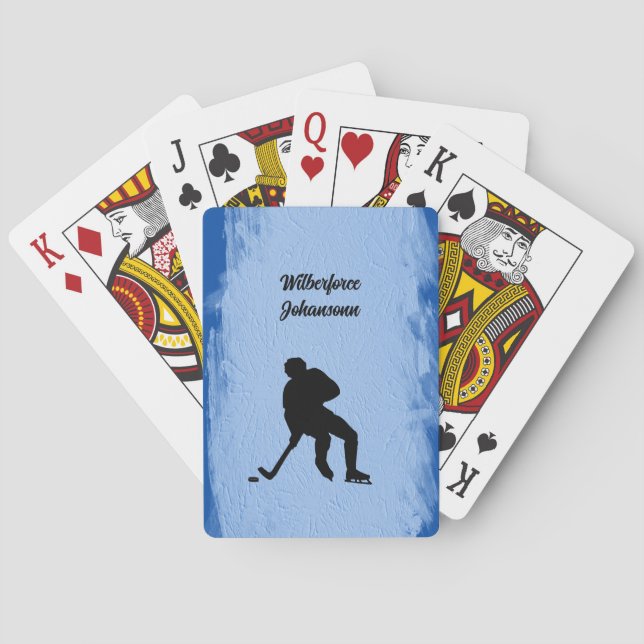 Baralho Hockey - Player Silhouette and Puck Personalize (Verso)