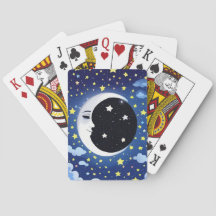 Homem na Lua num fundo estrelado