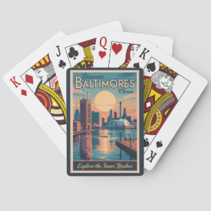 Baralho Horizonte de Baltimore Maryland Viagem Arte Vintag