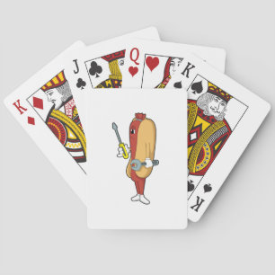 Baralho Hotdog como mecânico com ferramenta