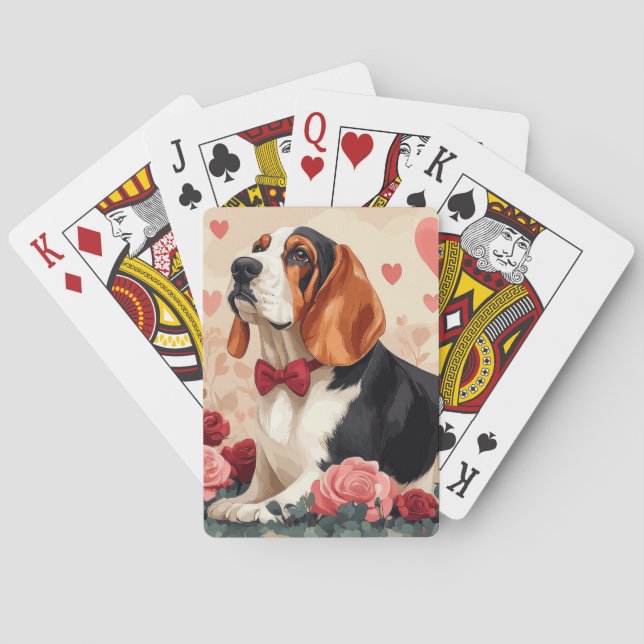 Baralho Hound Basset com Rosas - Dia de os namorados (Verso)