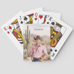 Baralho Howdy Western Cowboy a rosa no cavalo