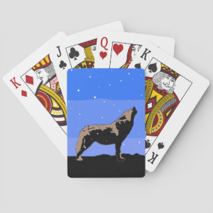 Baralho Howling Wolf no inverno - Arte original sobre a vi