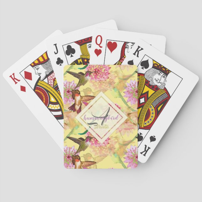 Baralho Hummingbird e Astrantia Monograma Aquarela (Verso)