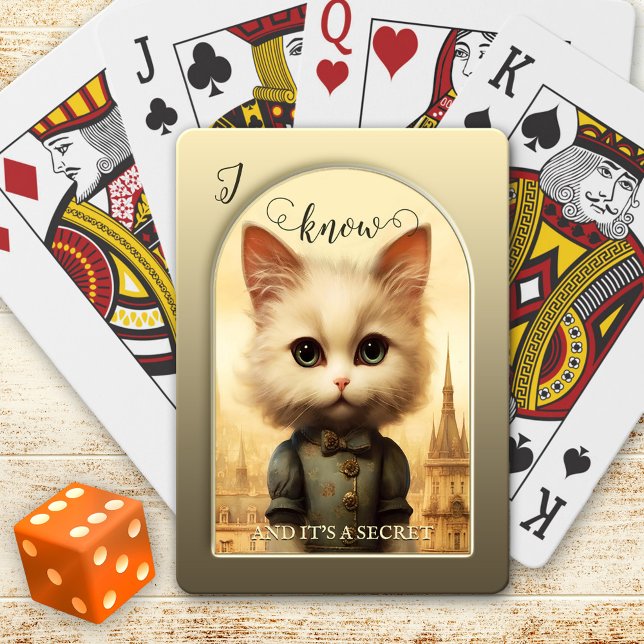 Baralho Humor Escuro Steampunk Cat (Playing cards featuring a steampunk cat that is not going to show you her cards .. it's secret)