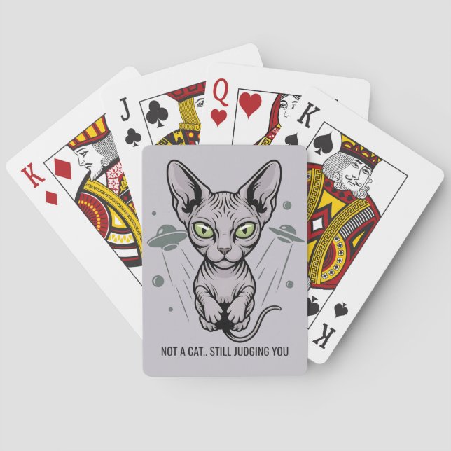 Baralho Humorous Sphynx Cat Space Cartoon (Verso)