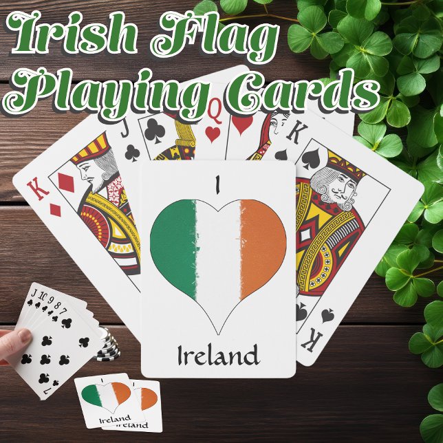 Baralho I Heart Ireland Irish Tricolor Flag (Irish Flag Playing Cards, bring these to the Irish pub on St. Patrick's Day.)