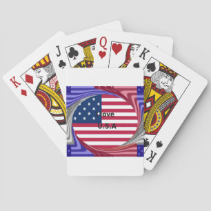 Baralho I Love U.S.A Swirl: Patriotic Heart Art Impressão