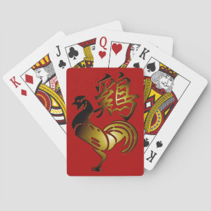Baralho Ideograma chinês de Ouro Rooster Zodac Aniversár