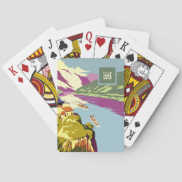 Baralho Ilustração Bela de Barcos Azuis Monograma