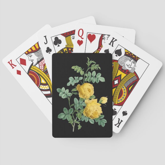 Baralho Ilustração botânica da rosa amarela (Verso)