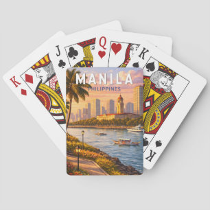 Baralho Ilustração da Paisagem Urbana de Manila Filipinas