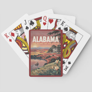 Baralho Ilustração de barco no rio Alabama Arte de viagem 