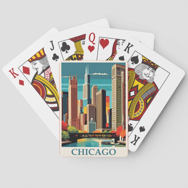 Baralho Ilustração de Chicago Vintage (Verso)