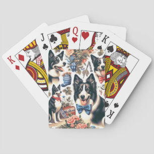 Baralho Ilustração de Collie de Borda de Vintagem de Corte