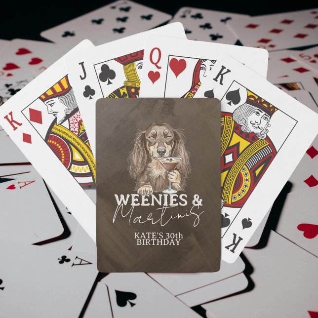 Baralho Ilustração de Dachshund Weenies e Martinis (Weenies and Martinis Dachshund Illustration Poker Cards)