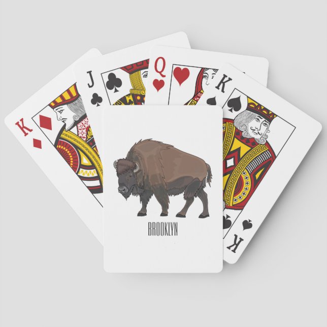 Baralho Ilustração de desenho animado Bison (Verso)