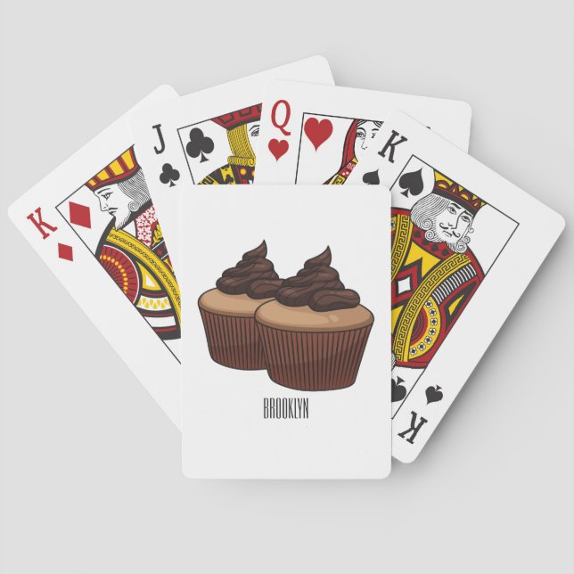 Baralho ilustração de desenho animado de cupcake (Verso)