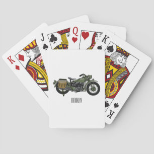 Baralho Ilustração de desenho animado de motocicleta milit