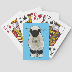 Baralho Ilustração de desenho animado de ovelha Valais Bla