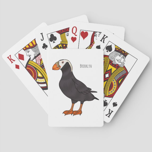 Baralho Ilustração de desenho animado de pássaros puffin t (Verso)