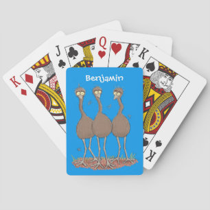 Baralho Ilustração de desenho animado de trio de emus aust