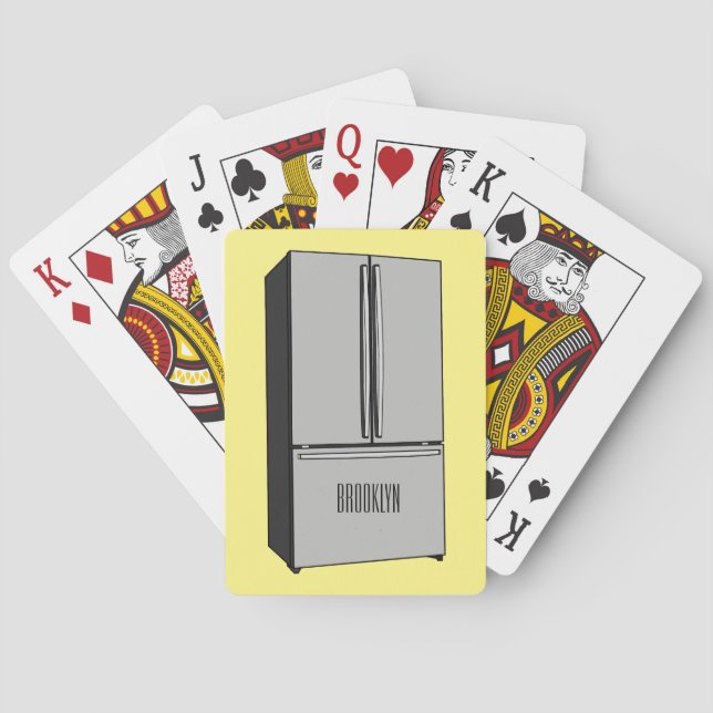Baralho Ilustração de desenho animado do frigorífico franc (Verso)