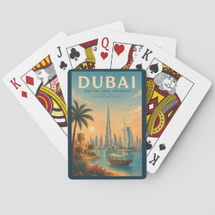 Baralho Ilustração de Dubai UAE Viagem Arte Vintage