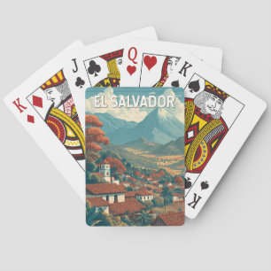 Baralho Ilustração de El Salvador Viagem Arte Vintage