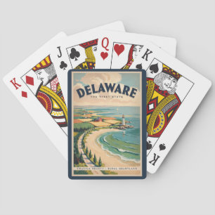 Baralho Ilustração de Farol de Delaware Arte de Viagem Ret