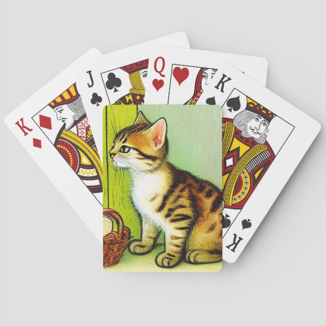 Baralho Ilustração de Gato de Tabby de Vintage (Verso)