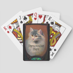 Baralho Ilustração de gato vítreo art nouveau pet retrato