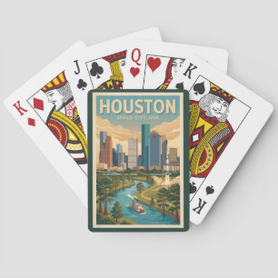 Baralho Ilustração de Houston Texas Viagem Arte Vintage