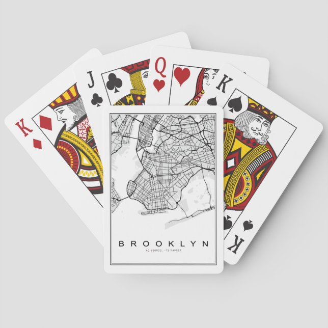 Baralho Ilustração de Mapa do Brooklyn (Verso)