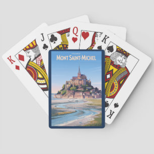 Baralho Ilustração de Mont Saint Michel Arte de Viagem Vin