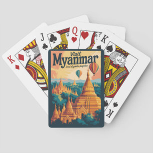 Baralho Ilustração de Pagodes de Mianmar Arte de Viagem Vi