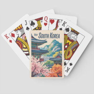 Baralho Ilustração de Paisagem da Coreia do Sul Arte de Vi