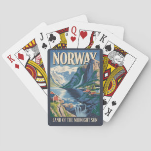 Baralho Ilustração de Paisagem da Noruega Arte de Viagem V