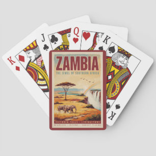 Baralho Ilustração de Paisagem da Zâmbia Arte de Viagem Vi