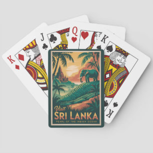 Baralho Ilustração de Paisagem de Sri Lanka Arte de Viagem